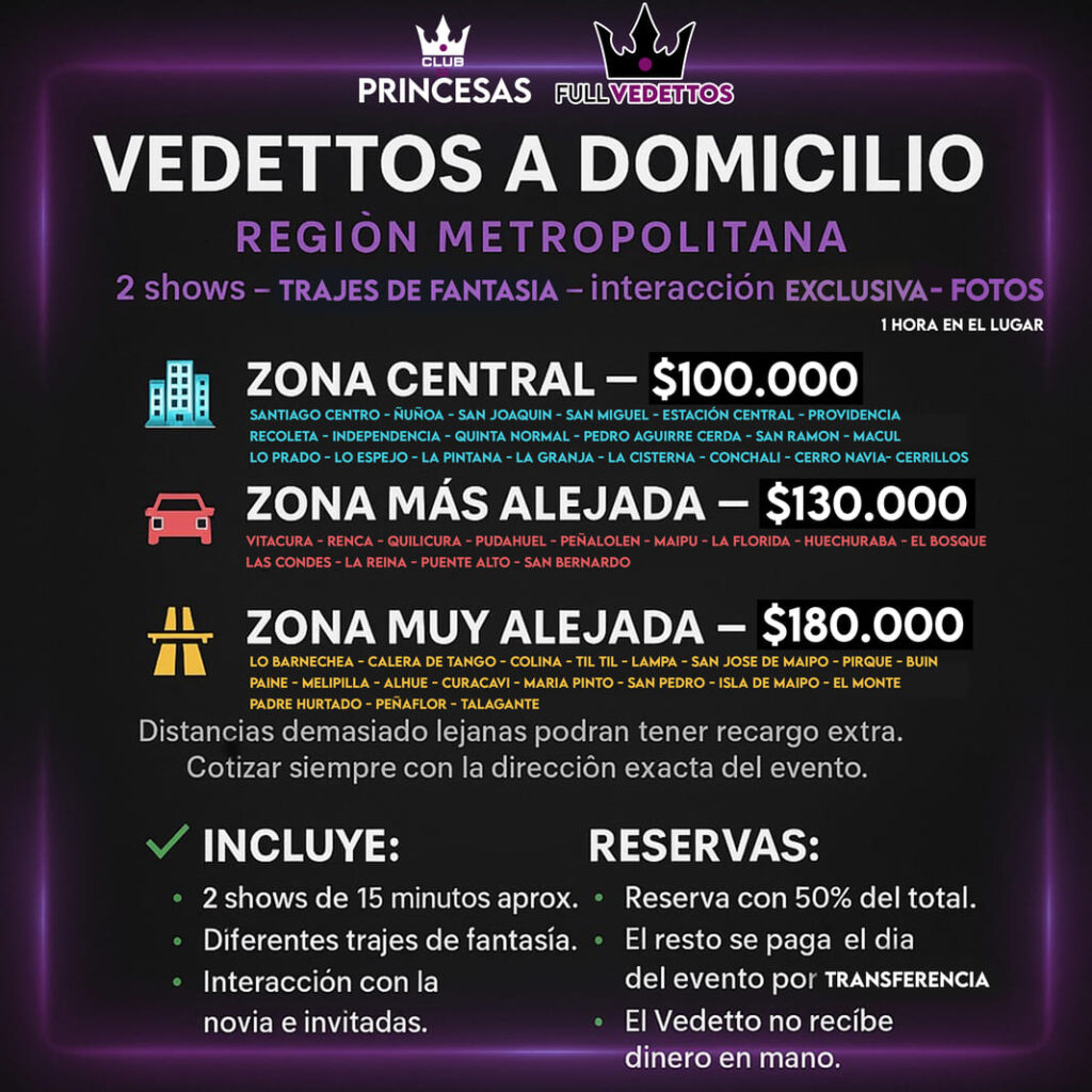PRECIOS VEDETTOS A DOMICILIO